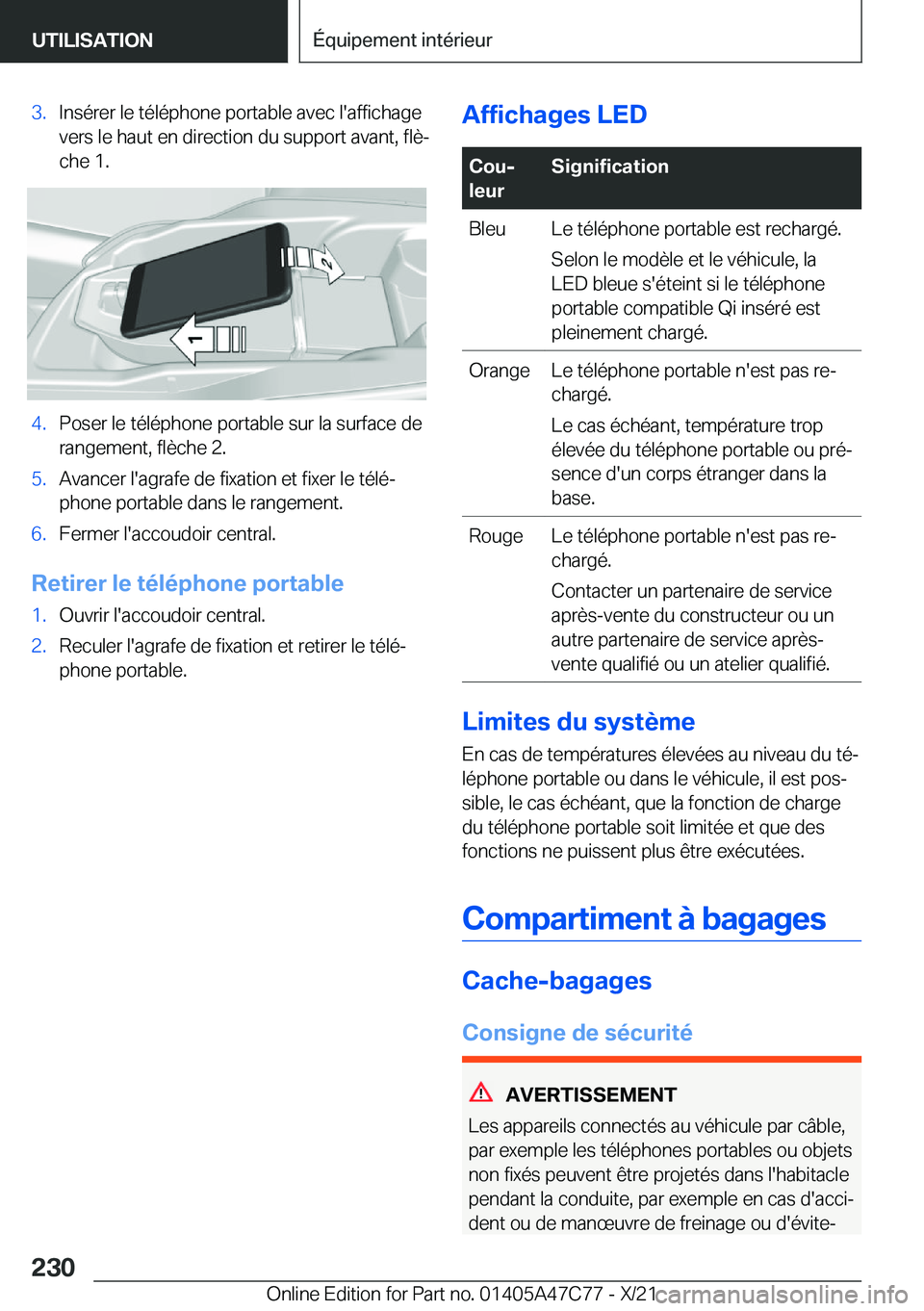 BMW X2 2022  Notices Demploi (in French) �3�.�I�n�s�é�r�e�r��l�e��t�é�l�é�p�h�o�n�e��p�o�r�t�a�b�l�e��a�v�e�c��l�'�a�f�f�i�c�h�a�g�e
�v�e�r�s��l�e��h�a�u�t��e�n��d�i�r�e�c�t�i�o�n��d�u��s�u�p�p�o�r�t��a�v�a�n�t�,��f�l�è