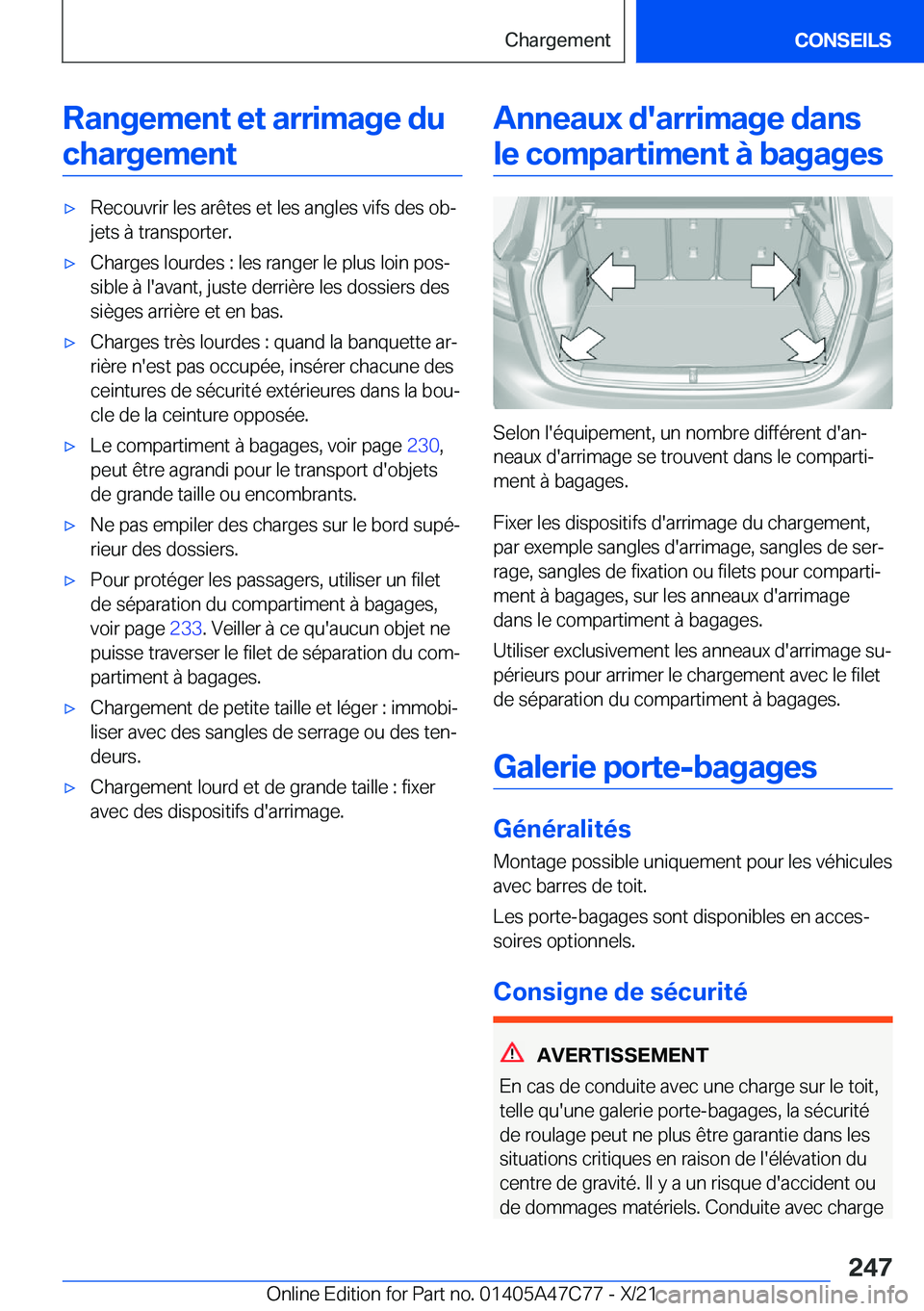 BMW X2 2022  Notices Demploi (in French) �R�a�n�g�e�m�e�n�t��e�t��a�r�r�i�m�a�g�e��d�u�c�h�a�r�g�e�m�e�n�t'x�R�e�c�o�u�v�r�i�r��l�e�s��a�r�ê�t�e�s��e�t��l�e�s��a�n�g�l�e�s��v�i�f�s��d�e�s��o�bj
�j�e�t�s��