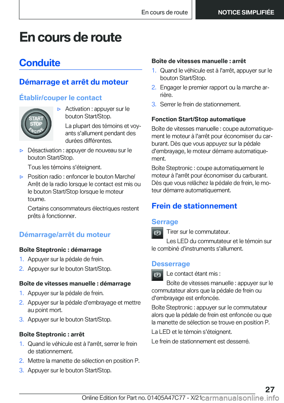 BMW X2 2022  Notices Demploi (in French) �E�n��c�o�u�r�s��d�e��r�o�u�t�e�C�o�n�d�u�i�t�e
�D�é�m�a�r�r�a�g�e��e�t��a�r�r�ê�t��d�u��m�o�t�e�u�r
�