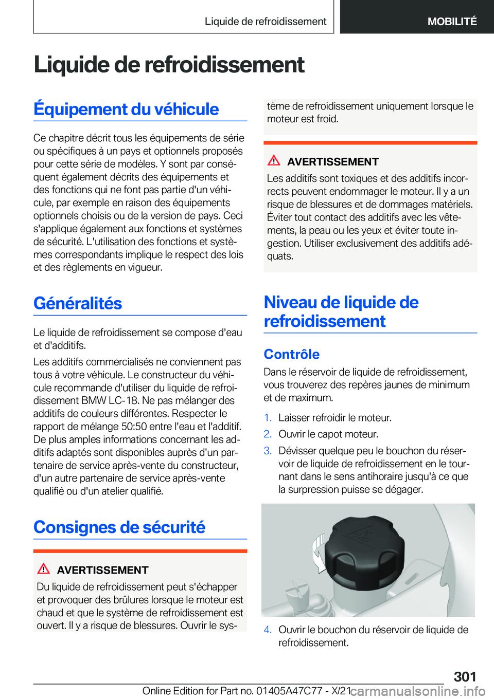 BMW X2 2022  Notices Demploi (in French) �L�i�q�u�i�d�e��d�e��r�e�f�r�o�i�d�i�s�s�e�m�e�n�t�
