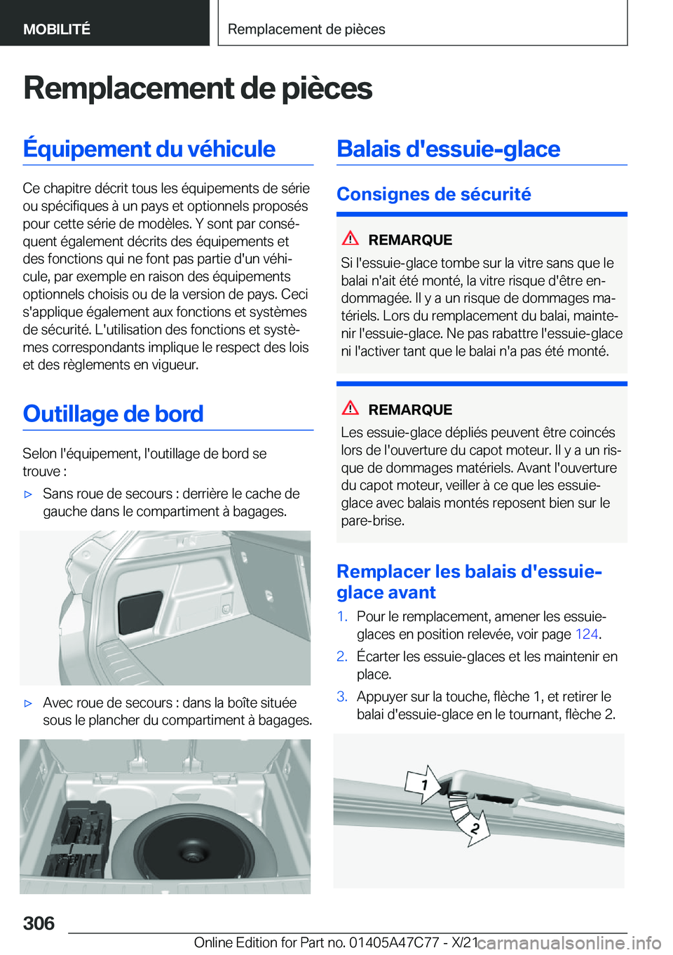 BMW X2 2022  Notices Demploi (in French) �R�e�m�p�l�a�c�e�m�e�n�t��d�e��p�i�è�c�e�s�