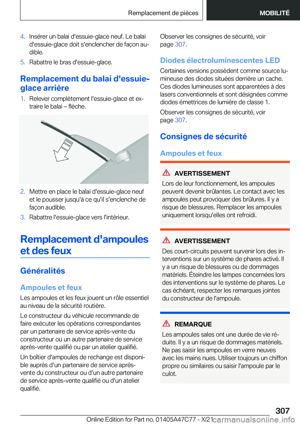 BMW X2 2022  Notices Demploi (in French) �4�.�I�n�s�é�r�e�r��u�n��b�a�l�a�i��d�'�e�s�s�u�i�e�-�g�l�a�c�e��n�e�u�f�.��L�e��b�a�l�a�i
�d�'�e�s�s�u�i�e�-�g�l�a�c�e��d�o�i�t��s�'�e�n�c�l�e�n�c�h�e�r��d�e��f�a�ç�o�n��a�u