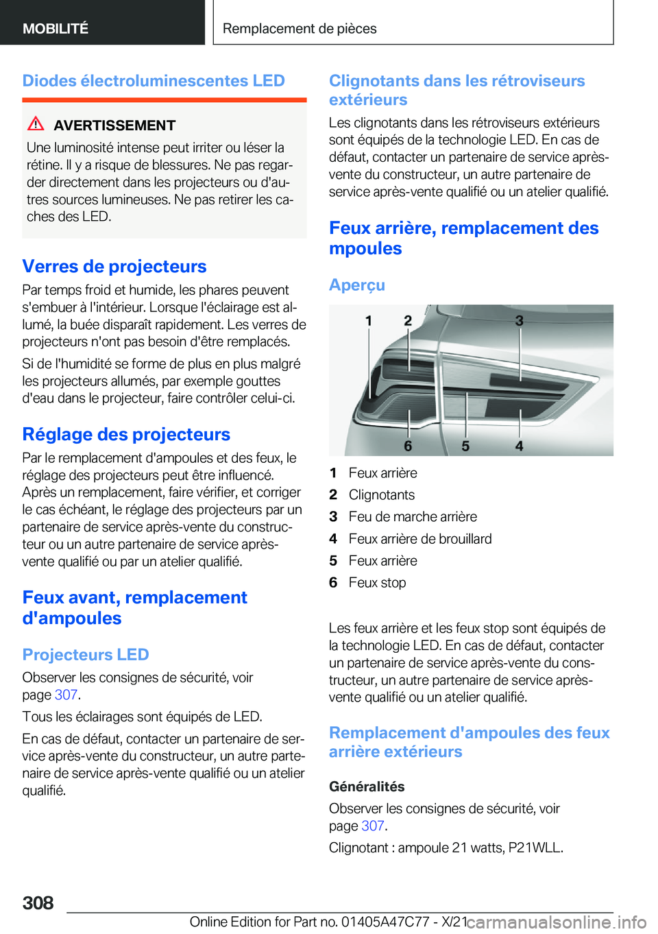 BMW X2 2022  Notices Demploi (in French) �D�i�o�d�e�s��é�l�e�c�t�r�o�l�u�m�i�n�e�s�c�e�n�t�e�s��L�E�D
�A�V�E�R�T�I�S�S�E�M�E�N�T
�U�n�e��l�u�m�i�n�o�s�i�t�é��i�n�t�e�n�s�e��p�e�u�t��i�r�r�i�t�e�r��o�u��l�é�s�e�r��l�a
�r�é�t�i�n�