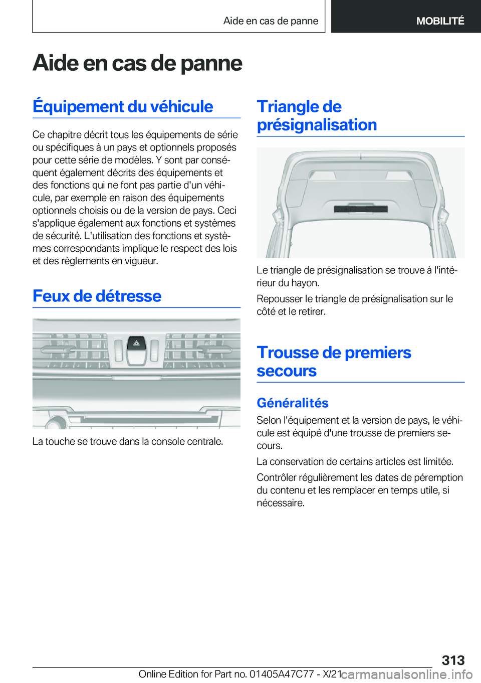 BMW X2 2022  Notices Demploi (in French) �A�i�d�e��e�n��c�a�s��d�e��p�a�n�n�e�