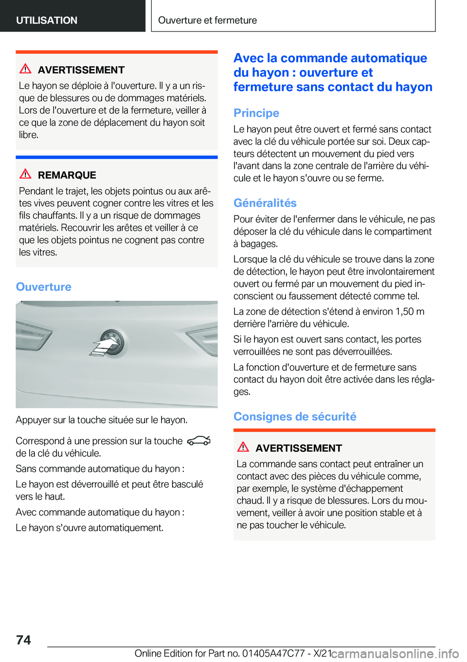 BMW X2 2022  Notices Demploi (in French) �A�V�E�R�T�I�S�S�E�M�E�N�T
�L�e��h�a�y�o�n��s�e��d�é�p�l�o�i�e��