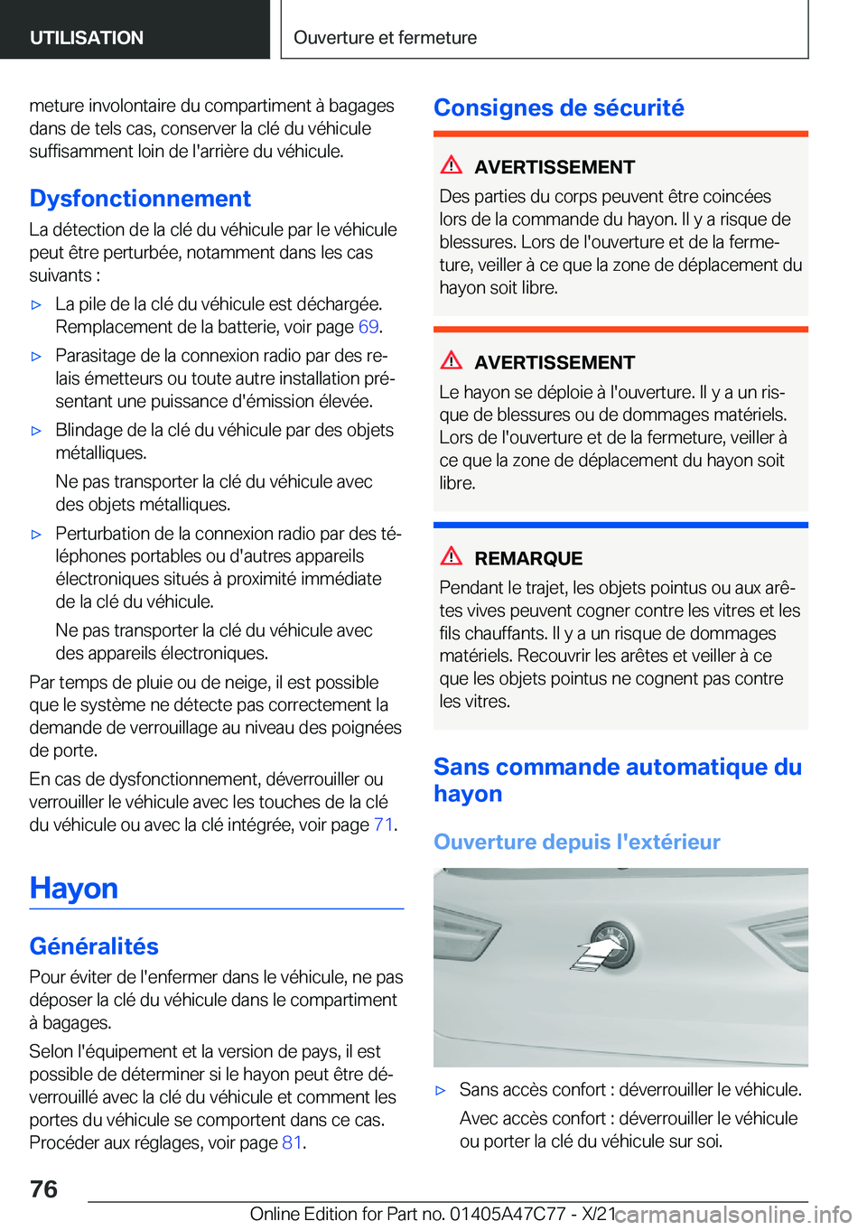 BMW X2 2022  Notices Demploi (in French) �m�e�t�u�r�e��i�n�v�o�l�o�n�t�a�i�r�e��d�u��c�o�m�p�a�r�t�i�m�e�n�t��