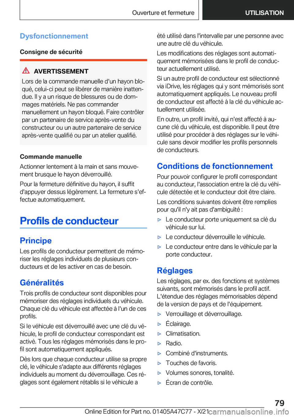 BMW X2 2022  Notices Demploi (in French) �D�y�s�f�o�n�c�t�i�o�n�n�e�m�e�n�t
�C�o�n�s�i�g�n�e��d�e��s�é�c�u�r�i�t�é
�A�V�E�R�T�I�S�S�E�M�E�N�T
�L�o�r�s��d�e��l�a��c�o�m�m�a�n�d�e��m�a�n�u�e�l�l�e��d�'�u�n��h�a�y�o�n��b�l�oj
�q