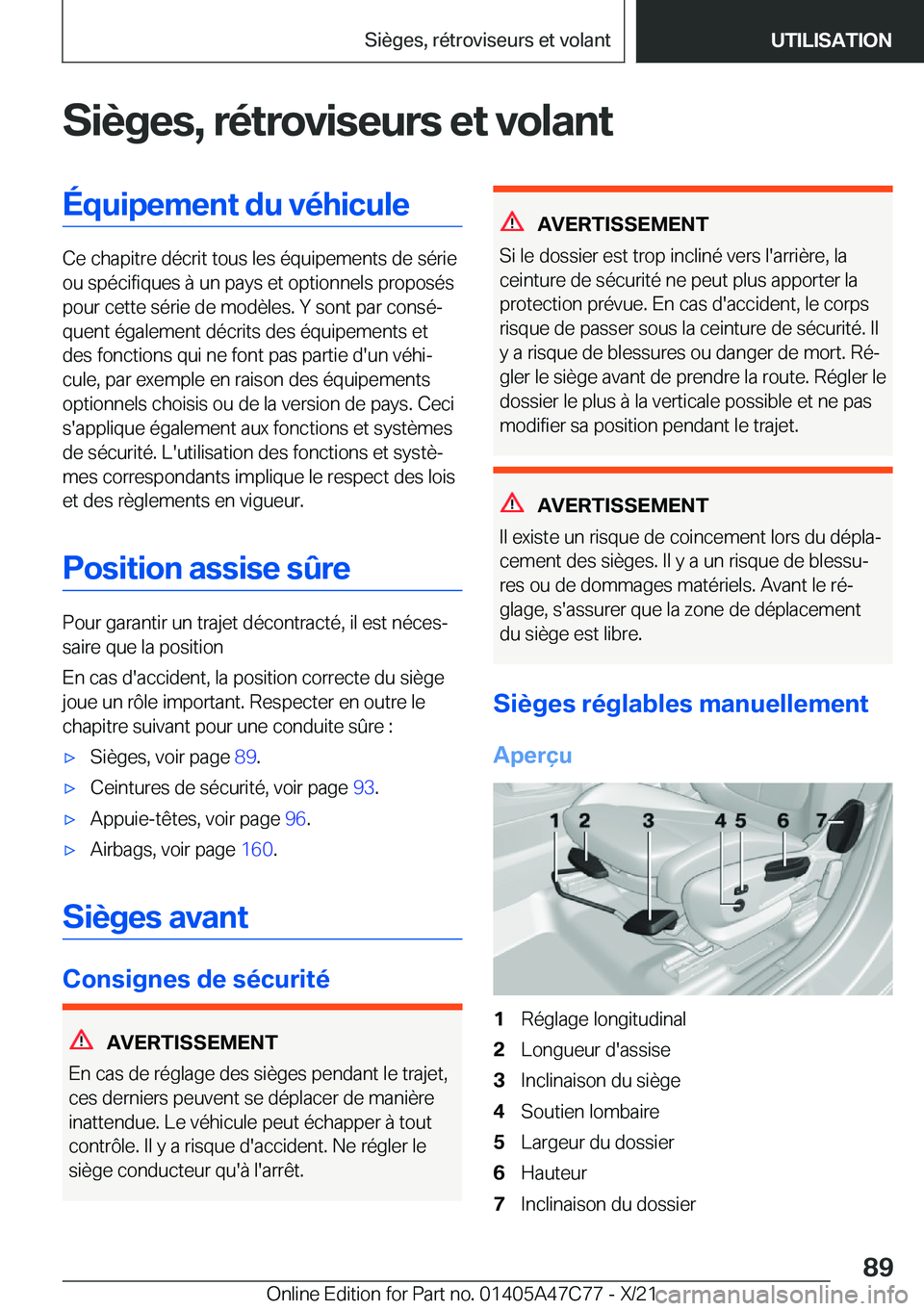 BMW X2 2022  Notices Demploi (in French) �S�i�è�g�e�s�,��r�é�t�r�o�v�i�s�e�u�r�s��e�t��v�o�l�a�n�t�