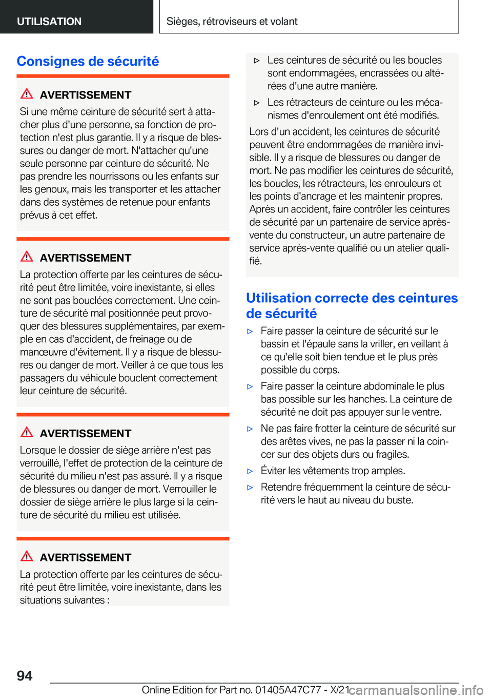 BMW X2 2022  Notices Demploi (in French) �C�o�n�s�i�g�n�e�s��d�e��s�é�c�u�r�i�t�é
�A�V�E�R�T�I�S�S�E�M�E�N�T
�S�i��u�n�e��m�ê�m�e��c�e�i�n�t�u�r�e��d�e��s�é�c�u�r�i�t�é��s�e�r�t��
