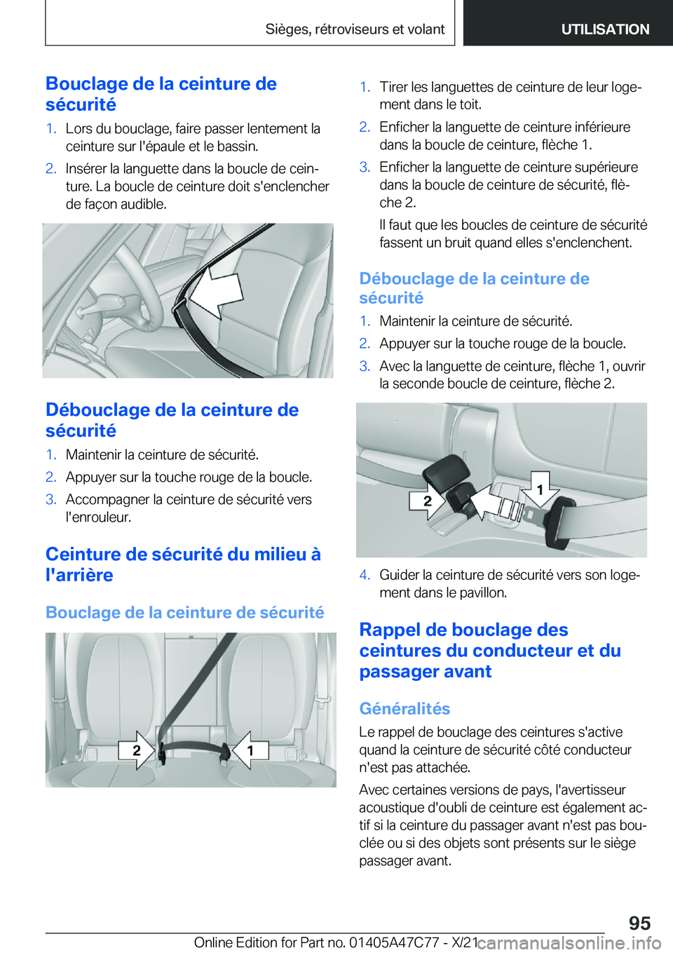 BMW X2 2022  Notices Demploi (in French) �B�o�u�c�l�a�g�e��d�e��l�a��c�e�i�n�t�u�r�e��d�e
�s�é�c�u�r�i�t�é�1�.�L�o�r�s��d�u��b�o�u�c�l�a�g�e�,��f�a�i�r�e��p�a�s�s�e�r��l�e�n�t�e�m�e�n�t��l�a �c�e�i�n�t�u�r�e��s�u�r��l�'�é�
