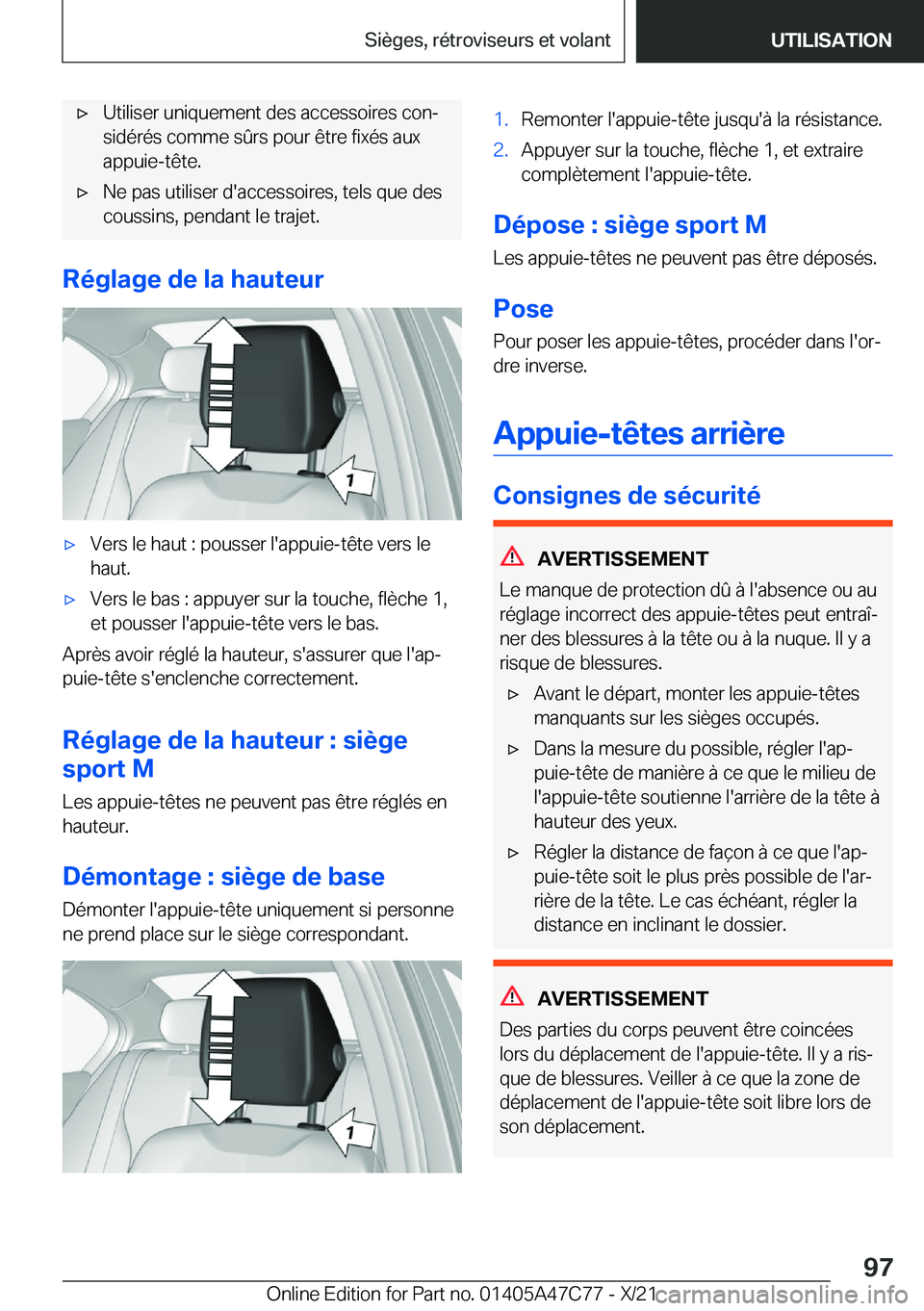 BMW X2 2022  Notices Demploi (in French) 'x�U�t�i�l�i�s�e�r��u�n�i�q�u�e�m�e�n�t��d�e�s��a�c�c�e�s�s�o�i�r�e�s��c�o�nj
�s�i�d�é�r�é�s��c�o�m�m�e��s�