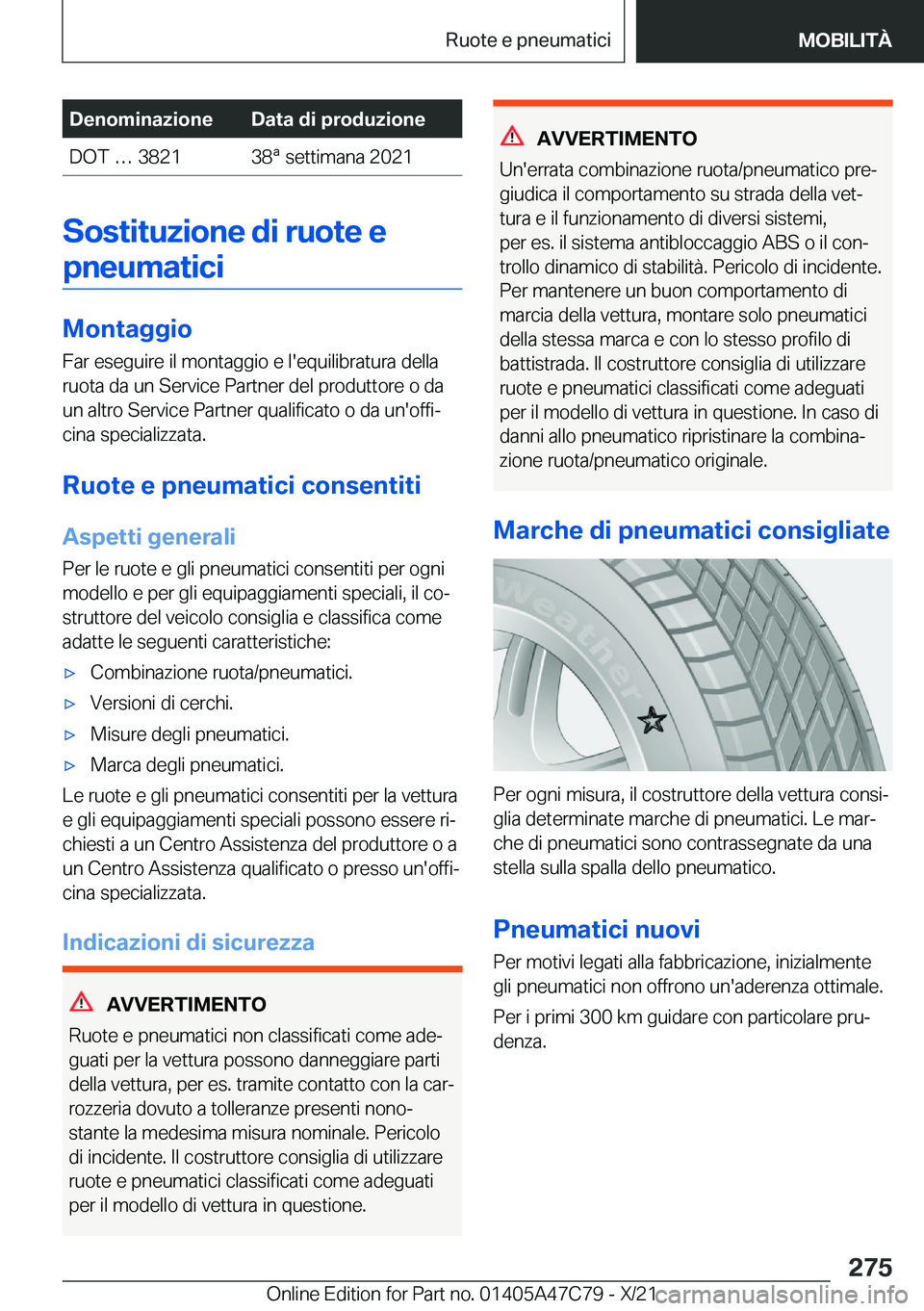 BMW X2 2022  Libretti Di Uso E manutenzione (in Italian) �D�e�n�o�m�i�n�a�z�i�o�n�e�D�a�t�a��d�i��p�r�o�d�u�z�i�o�n�e�D�O�T�