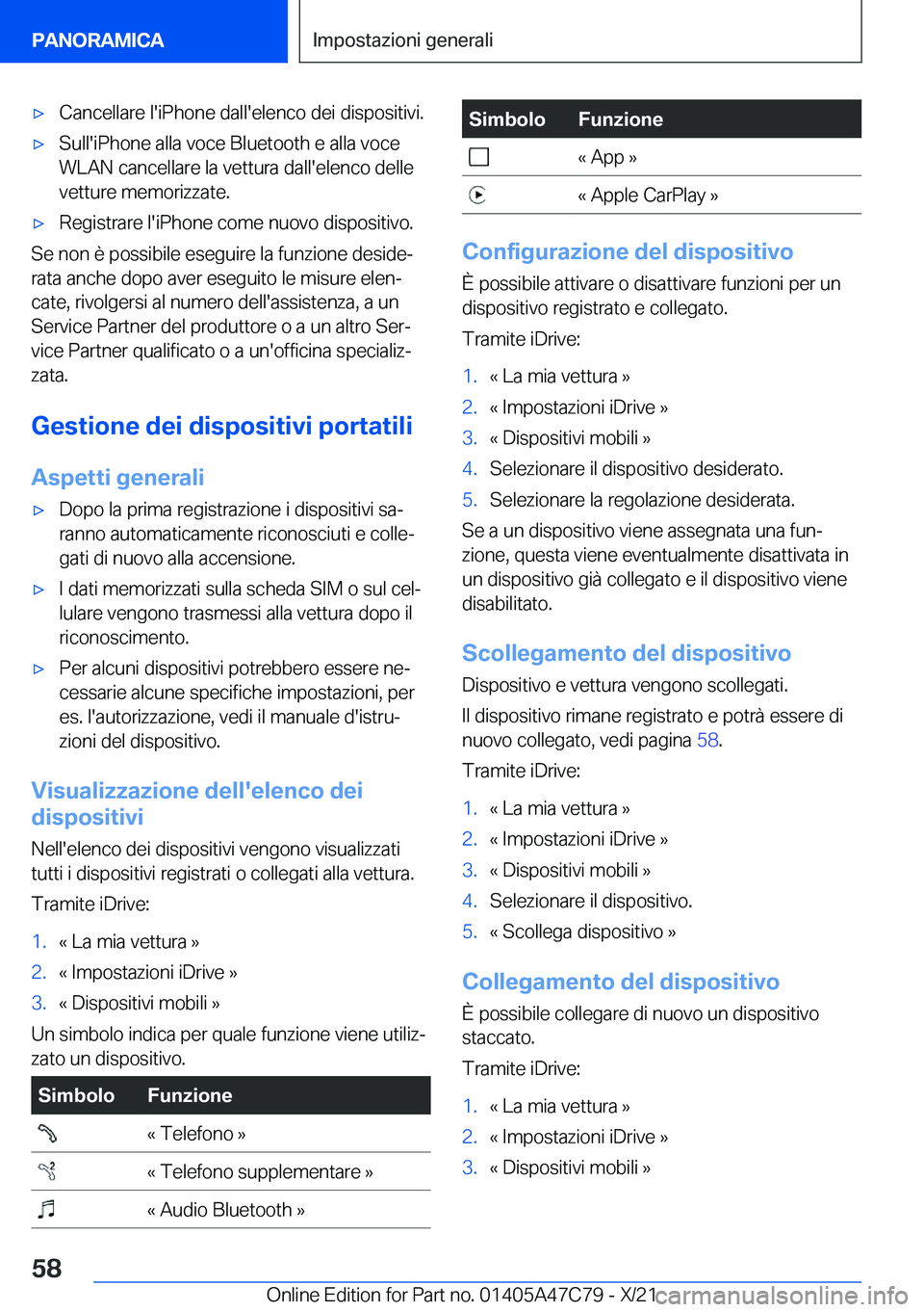 BMW X2 2022  Libretti Di Uso E manutenzione (in Italian) 'x�C�a�n�c�e�l�l�a�r�e��l�'�i�P�h�o�n�e��d�a�l�l�'�e�l�e�n�c�o��d�e�i��d�i�s�p�o�s�i�t�i�v�i�.'x�S�u�l�l�'�i�P�h�o�n�e��a�l�l�a��v�o�c�e��B�l�u�e�t�o�o�t�h��e��a�l�l�a��v