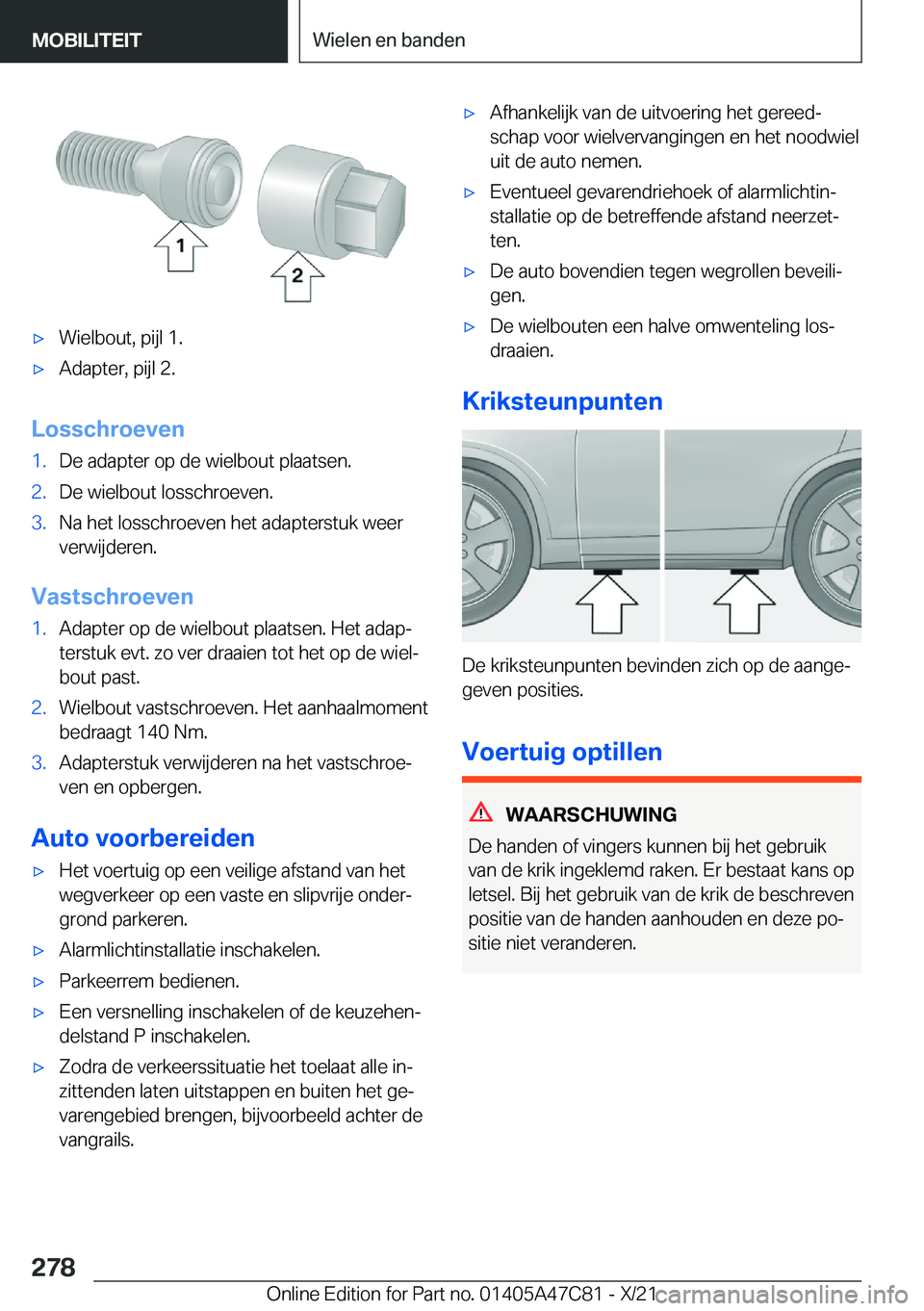 BMW X2 2022  Instructieboekjes (in Dutch) 'x�W�i�e�l�b�o�u�t�,��p�i�j�l��1�.'x�A�d�a�p�t�e�r�,��p�i�j�l��2�.
�L�o�s�s�c�h�r�o�e�v�e�n
�1�.�D�e��a�d�a�p�t�e�r��o�p��d�e��w�i�e�l�b�o�u�t��p�l�a�a�t�s�e�n�.�2�.�D�e��w�i�e�l�b�o