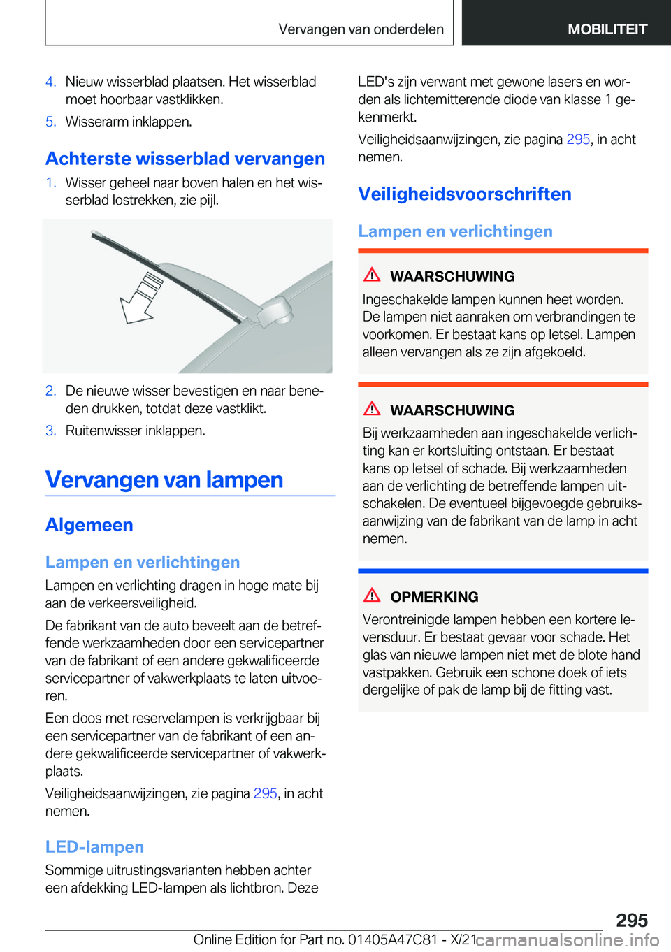 BMW X2 2022  Instructieboekjes (in Dutch) �4�.�N�i�e�u�w��w�i�s�s�e�r�b�l�a�d��p�l�a�a�t�s�e�n�.��H�e�t��w�i�s�s�e�r�b�l�a�d�m�o�e�t��h�o�o�r�b�a�a�r��v�a�s�t�k�l�i�k�k�e�n�.�5�.�W�i�s�s�e�r�a�r�m��i�n�k�l�a�p�p�e�n�.
�A�c�h�t�e�r�s�t�
