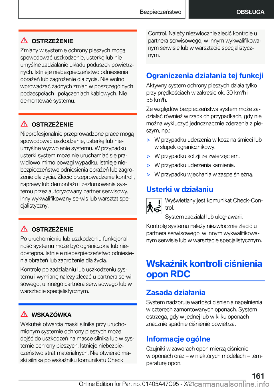 BMW X2 2022  Instrukcja obsługi (in Polish) �O�S�T�R�Z�E8�E�N�I�E
�Z�m�i�a�n�y��w��s�y�s�t�e�m�i�e��o�c�h�r�o�n�y��p�i�e�s�z�y�c�h��m�o�g�