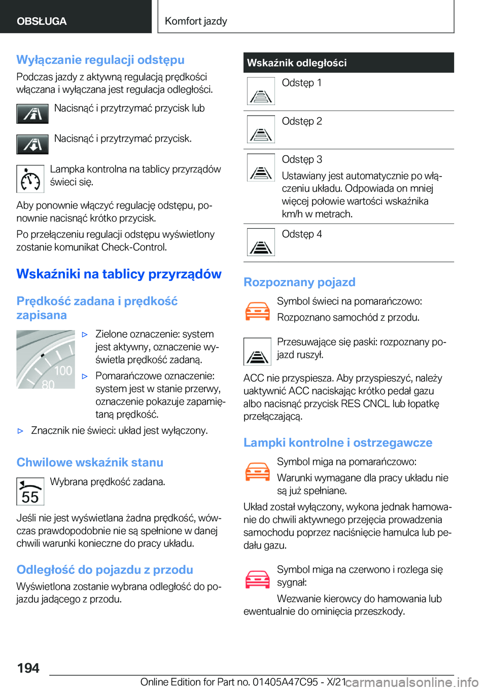 BMW X2 2022  Instrukcja obsługi (in Polish) �W�y�ł�ą�c�z�a�n�i�e��r�e�g�u�l�a�c�j�i��o�d�s�t�