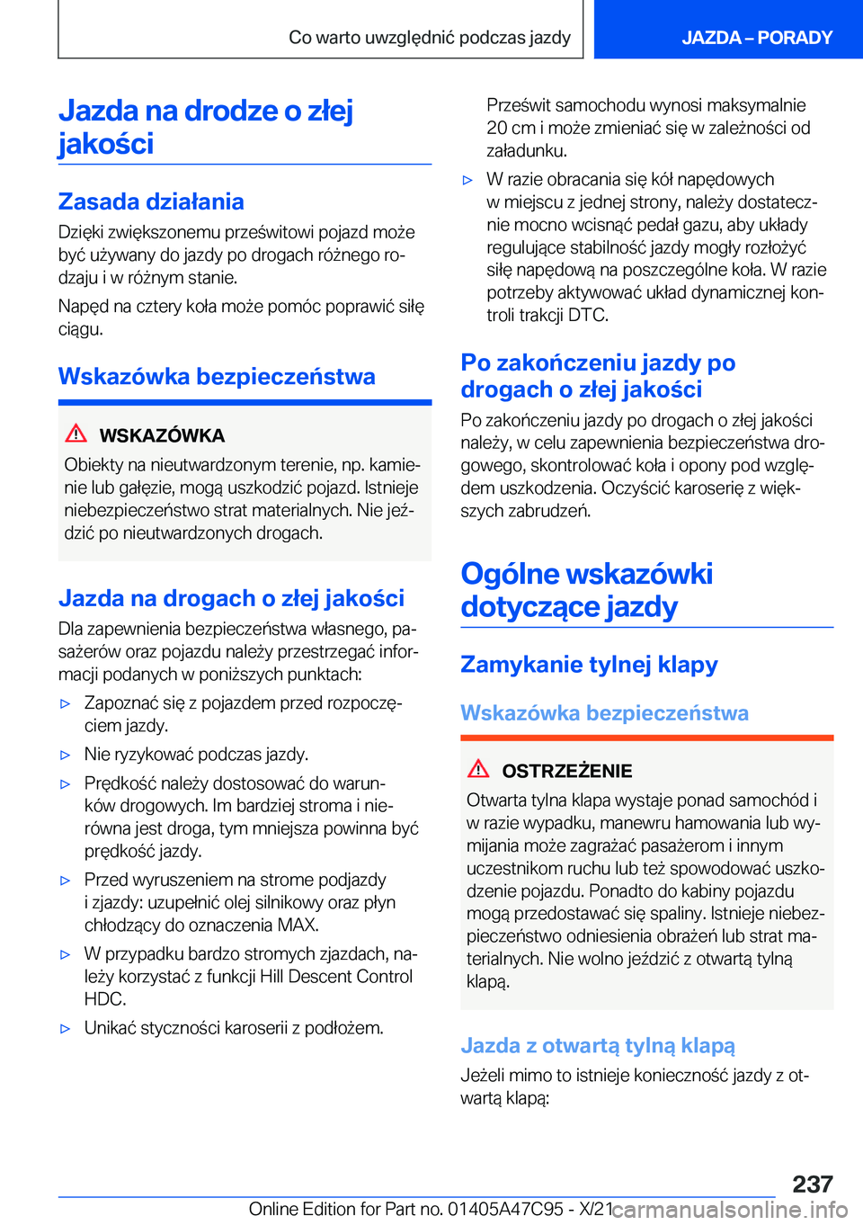 BMW X2 2022  Instrukcja obsługi (in Polish) �J�a�z�d�a��n�a��d�r�o�d�z�e��o��z�ł�e�j�j�a�k�o�c�i
�Z�a�s�a�d�a��d�z�i�a�ł�a�n�i�a
�D�z�i�