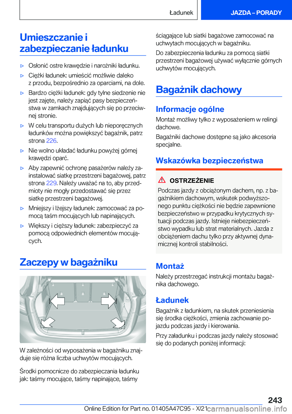BMW X2 2022  Instrukcja obsługi (in Polish) �U�m�i�e�s�z�c�z�a�n�i�e��i�z�a�b�e�z�p�i�e�c�z�a�n�i�e��ł�a�d�u�n�k�u'x�O�s�ł�o�n�i�