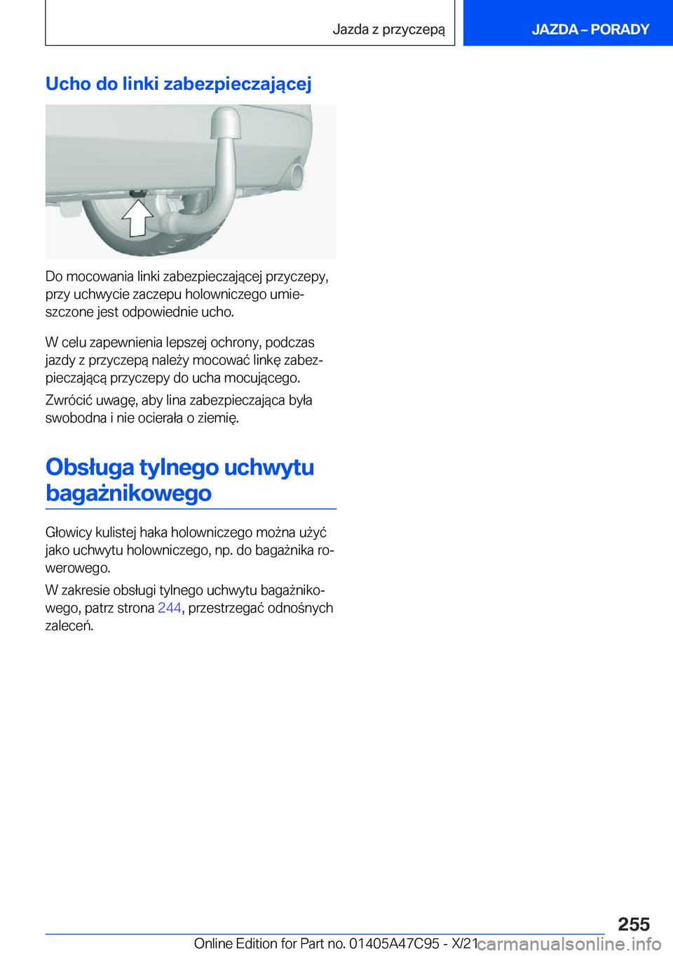 BMW X2 2022  Instrukcja obsługi (in Polish) �U�c�h�o��d�o��l�i�n�k�i��z�a�b�e�z�p�i�e�c�z�a�j�ą�c�e�j
�D�o��m�o�c�o�w�a�n�i�a��l�i�n�k�i��z�a�b�e�z�p�i�e�c�z�a�j�