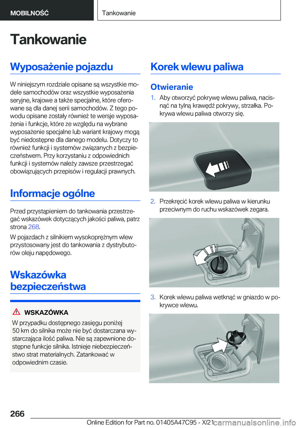 BMW X2 2022  Instrukcja obsługi (in Polish) �T�a�n�k�o�w�a�n�i�e�W�y�p�o�s�a9�e�n�i�e��p�o�j�a�z�d�u
�W��n�i�n�i�e�j�s�z�y�m��r�o�z�d�z�i�a�l�e��o�p�i�s�a�n�e��s�