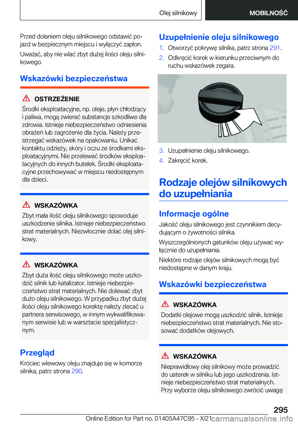 BMW X2 2022  Instrukcja obsługi (in Polish) �P�r�z�e�d��d�o�l�a�n�i�e�m��o�l�e�j�u��s�i�l�n�i�k�o�w�e�g�o��o�d�s�t�a�w�i�