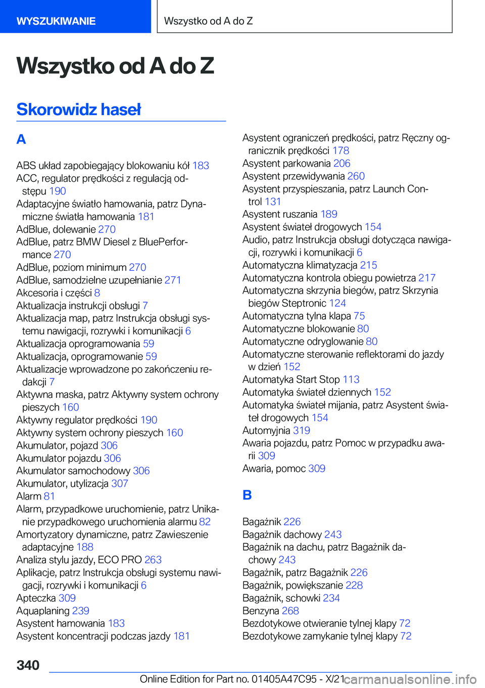 BMW X2 2022  Instrukcja obsługi (in Polish) �W�s�z�y�s�t�k�o��o�d��A��d�o��Z
�S�k�o�r�o�w�i�d�z��h�a�s�e�ł�A �A�B�S��u�k�ł�a�d��z�a�p�o�b�i�e�g�a�j�