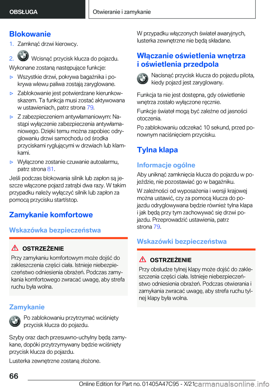 BMW X2 2022  Instrukcja obsługi (in Polish) �B�l�o�k�o�w�a�n�i�e�1�.�Z�a�m�k�n�