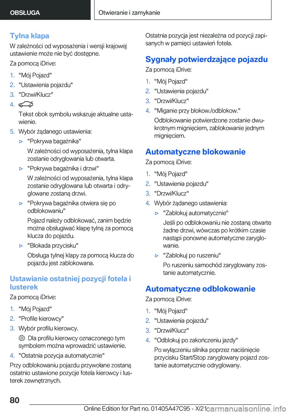 BMW X2 2022  Instrukcja obsługi (in Polish) �T�y�l�n�a��k�l�a�p�a�W��z�a�l�e9�n�o�c�i��o�d��w�y�p�o�s�a9�e�n�i�a��i��w�e�r�s�j�i��k�r�a�j�o�w�e�j�u�s�t�a�w�i�e�n�i�e��m�o9�e��n�i�e��b�y�
