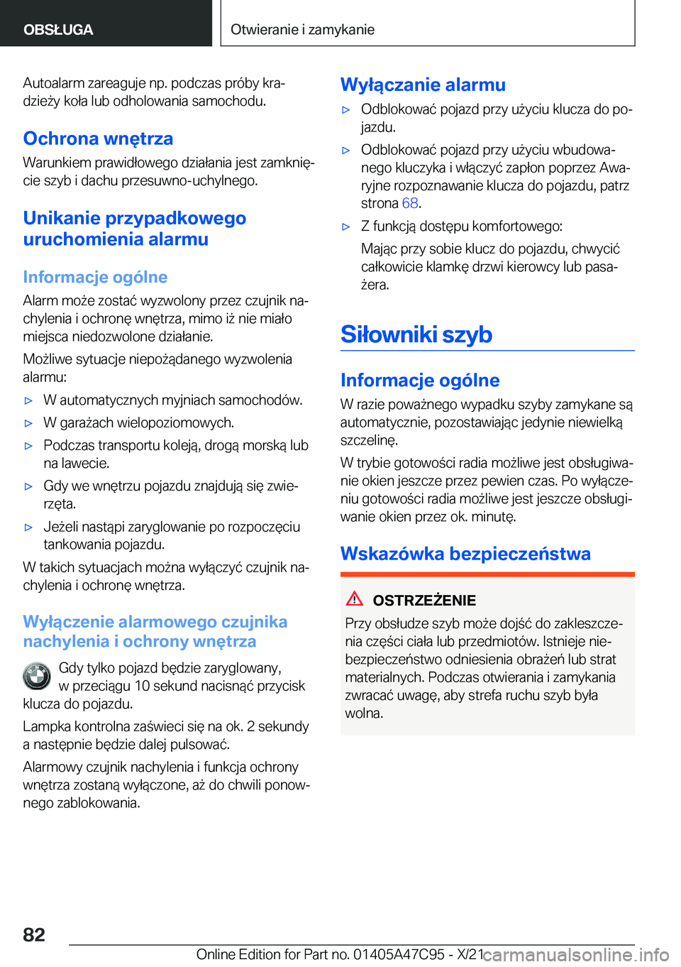 BMW X2 2022  Instrukcja obsługi (in Polish) �A�u�t�o�a�l�a�r�m��z�a�r�e�a�g�u�j�e��n�p�.��p�o�d�c�z�a�s��p�r�