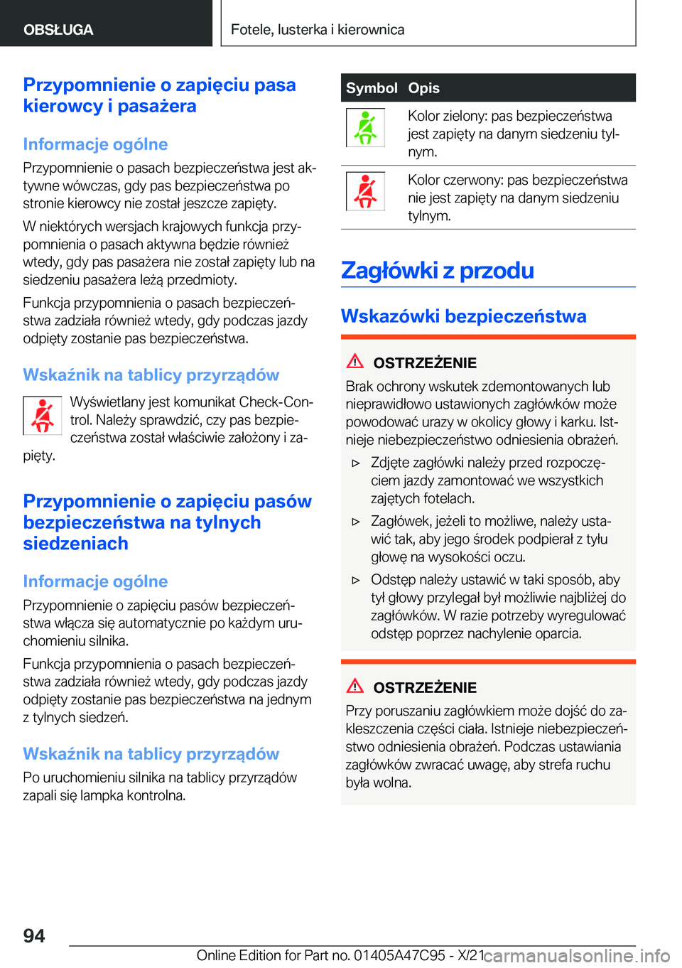 BMW X2 2022  Instrukcja obsługi (in Polish) �P�r�z�y�p�o�m�n�i�e�n�i�e��o��z�a�p�i�