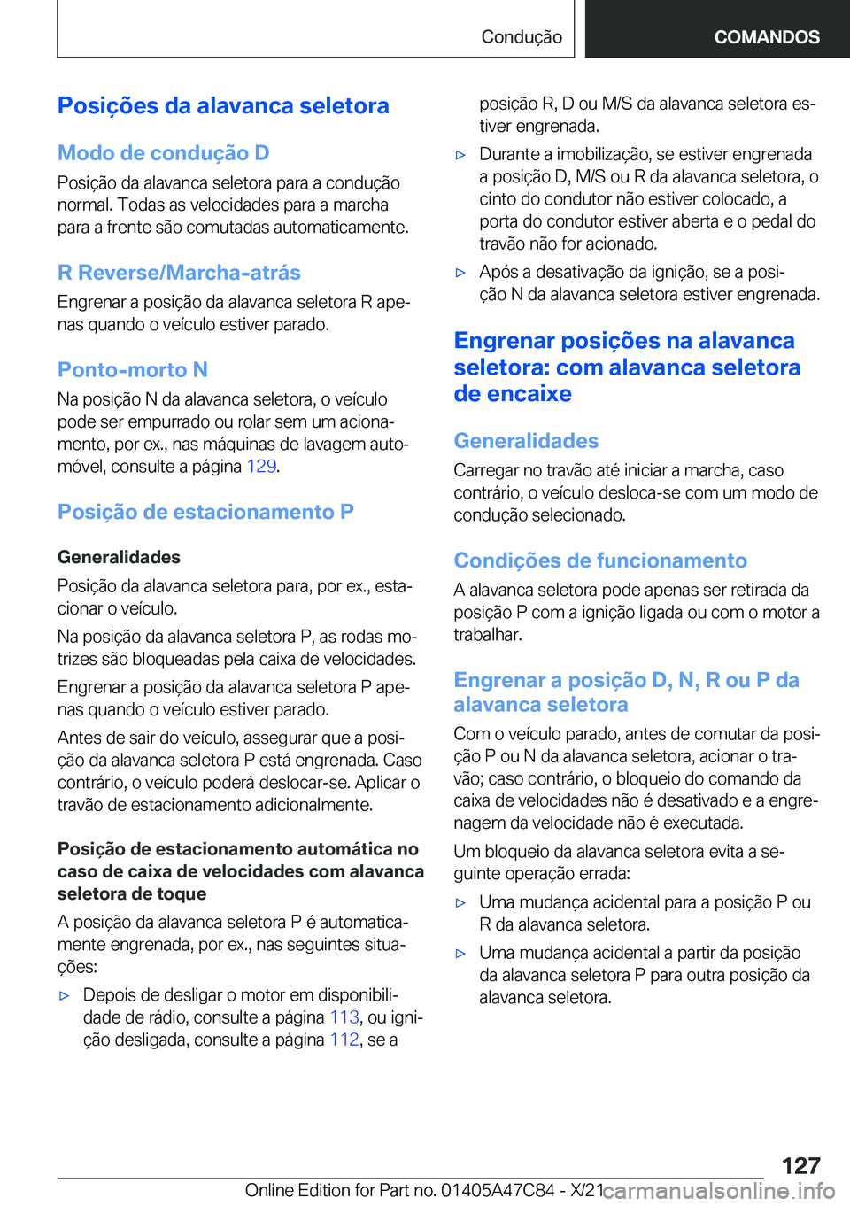 BMW X2 2022  Manual do condutor (in Portuguese) �P�o�s�i�