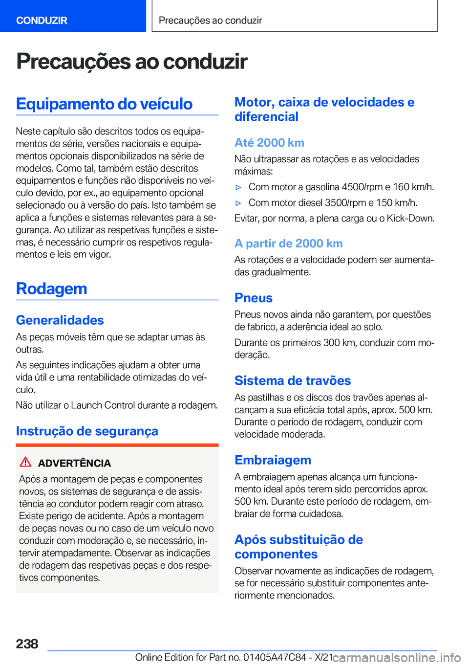 BMW X2 2022  Manual do condutor (in Portuguese) �P�r�e�c�a�u�