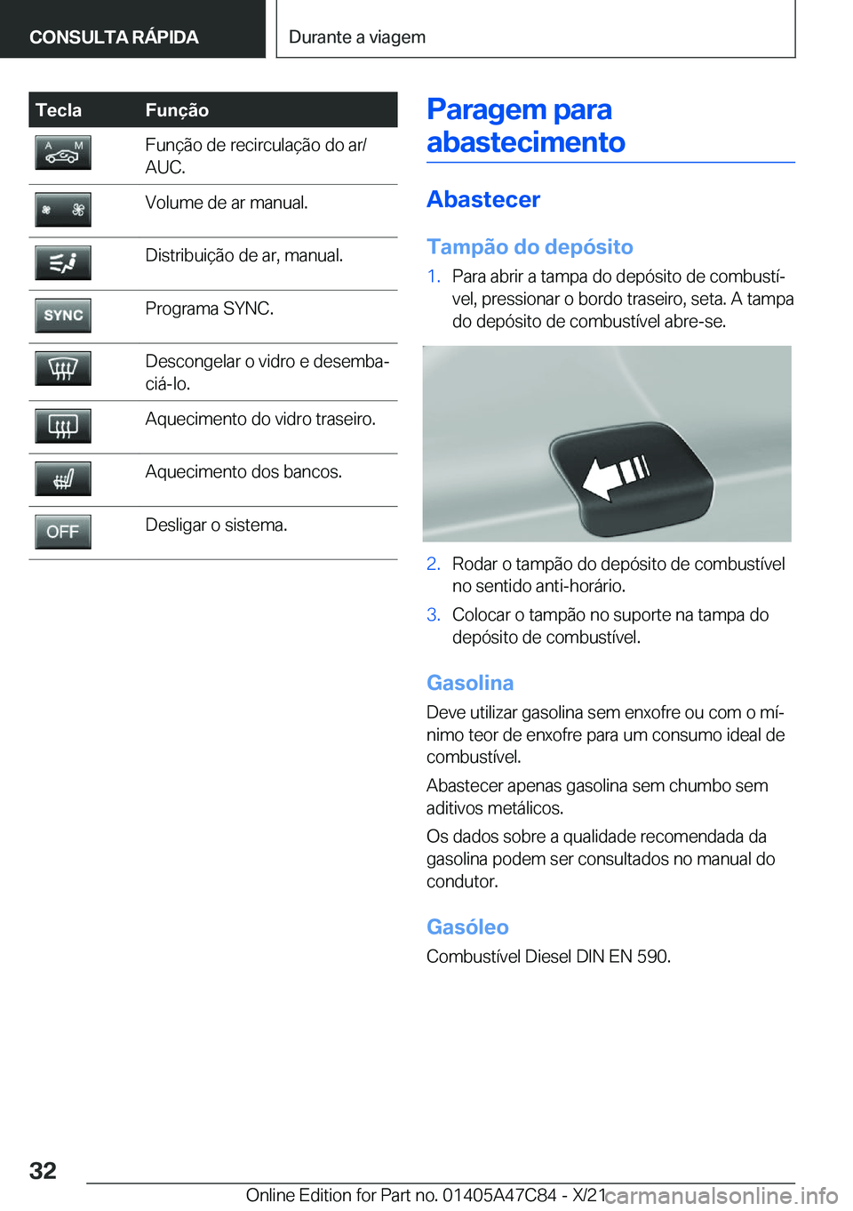 BMW X2 2022  Manual do condutor (in Portuguese) �T�e�c�l�a�F�u�n�