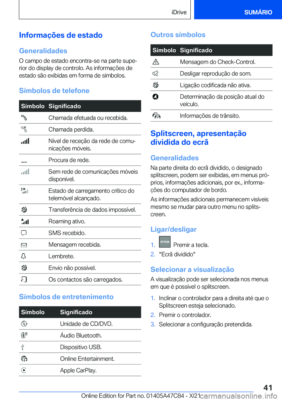 BMW X2 2022  Manual do condutor (in Portuguese) �I�n�f�o�r�m�a�