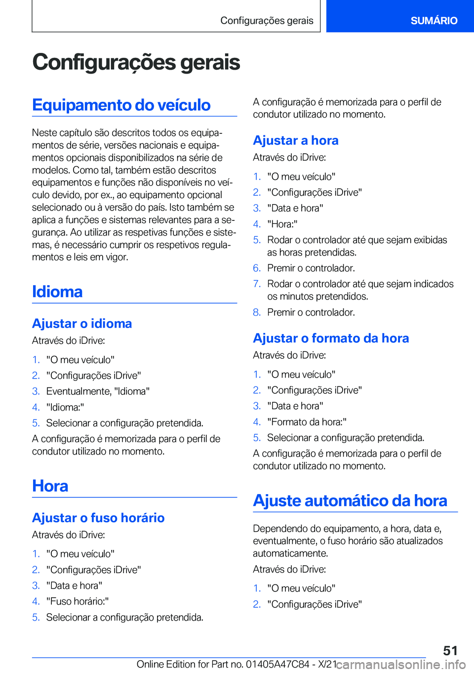 BMW X2 2022  Manual do condutor (in Portuguese) �C�o�n�f�i�g�u�r�a�