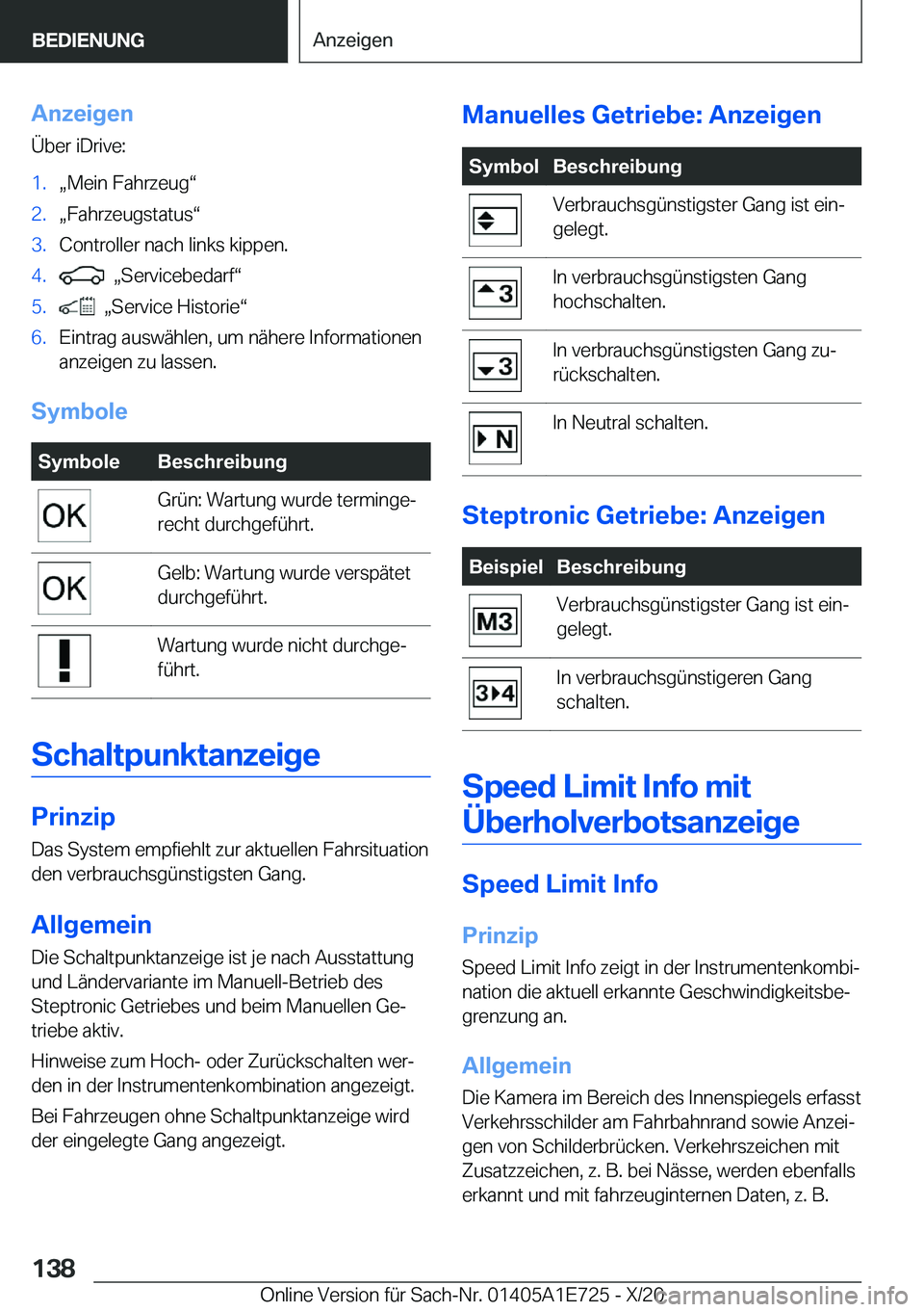 BMW X2 2021  Betriebsanleitungen (in German) �A�n�z�e�i�g�e�n�