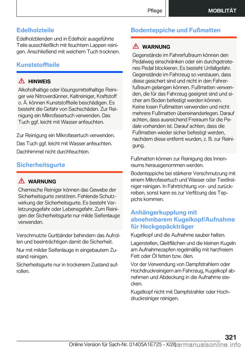 BMW X2 2021  Betriebsanleitungen (in German) �E�d�e�l�h�o�l�z�t�e�i�l�e
�E�d�e�l�h�o�l�z�b�l�e�n�d�e�n��u�n�d��i�n��E�d�e�l�h�o�l�z��a�u�s�g�e�f�
