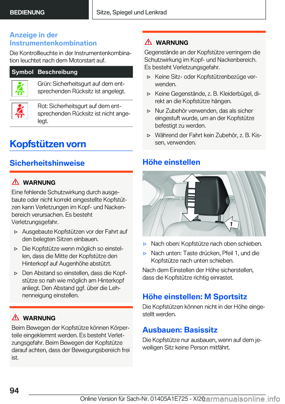 BMW X2 2021  Betriebsanleitungen (in German) �A�n�z�e�i�g�e��i�n��d�e�r
�I�n�s�t�r�u�m�e�n�t�e�n�k�o�m�b�i�n�a�t�i�o�n
�D�i�e��K�o�n�t�r�o�l�l�l�e�u�c�h�t�e��i�n��d�e�r��I�n�s�t�r�u�m�e�n�t�e�n�k�o�m�b�i�n�aj
�t�i�o�n��l�e�u�c�h�t�e�t��