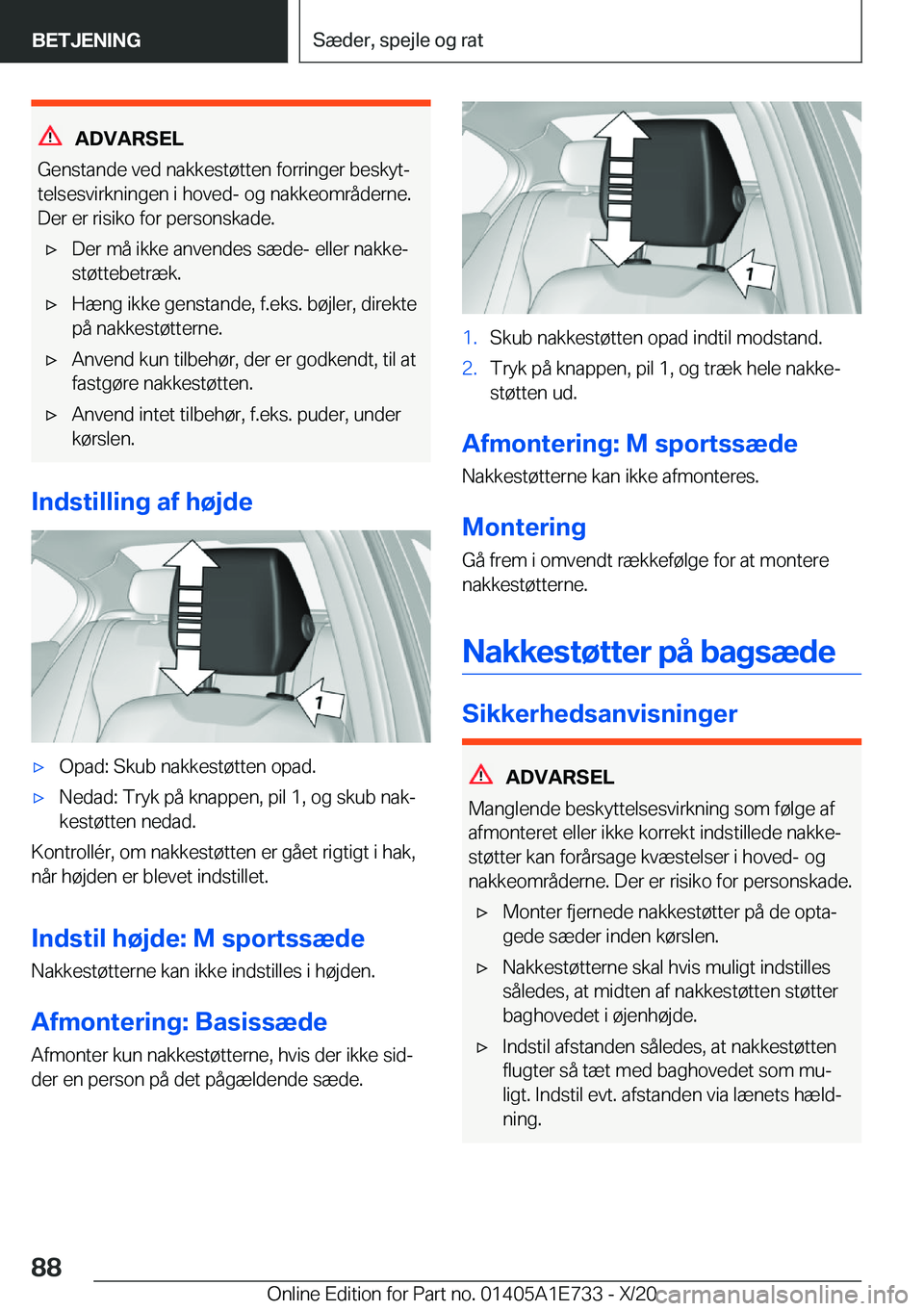 BMW X2 2021  InstruktionsbØger (in Danish) �A�D�V�A�R�S�E�L
�G�e�n�s�t�a�n�d�e��v�e�d��n�a�k�k�e�s�t�