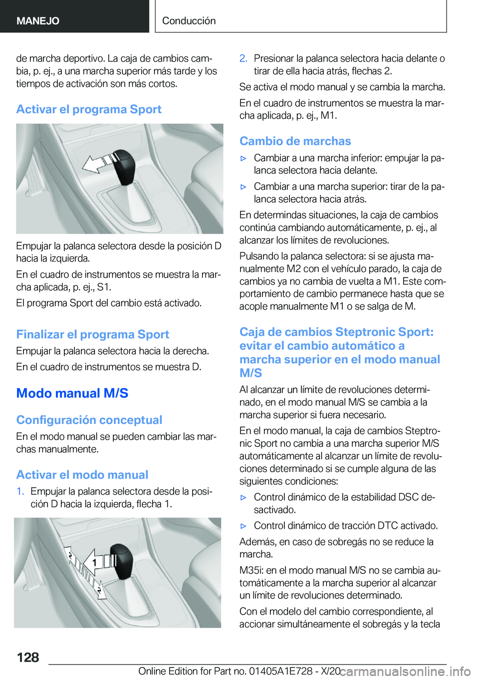 BMW X2 2021  Manuales de Empleo (in Spanish) �d�e��m�a�r�c�h�a��d�e�p�o�r�t�i�v�o�.��L�a��c�a�j�a��d�e��c�a�m�b�i�o�s��c�a�mª
�b�i�a�,��p�.��e�j�.�,��a��u�n�a��m�a�r�c�h�a��s�u�p�e�r�i�o�r��m�