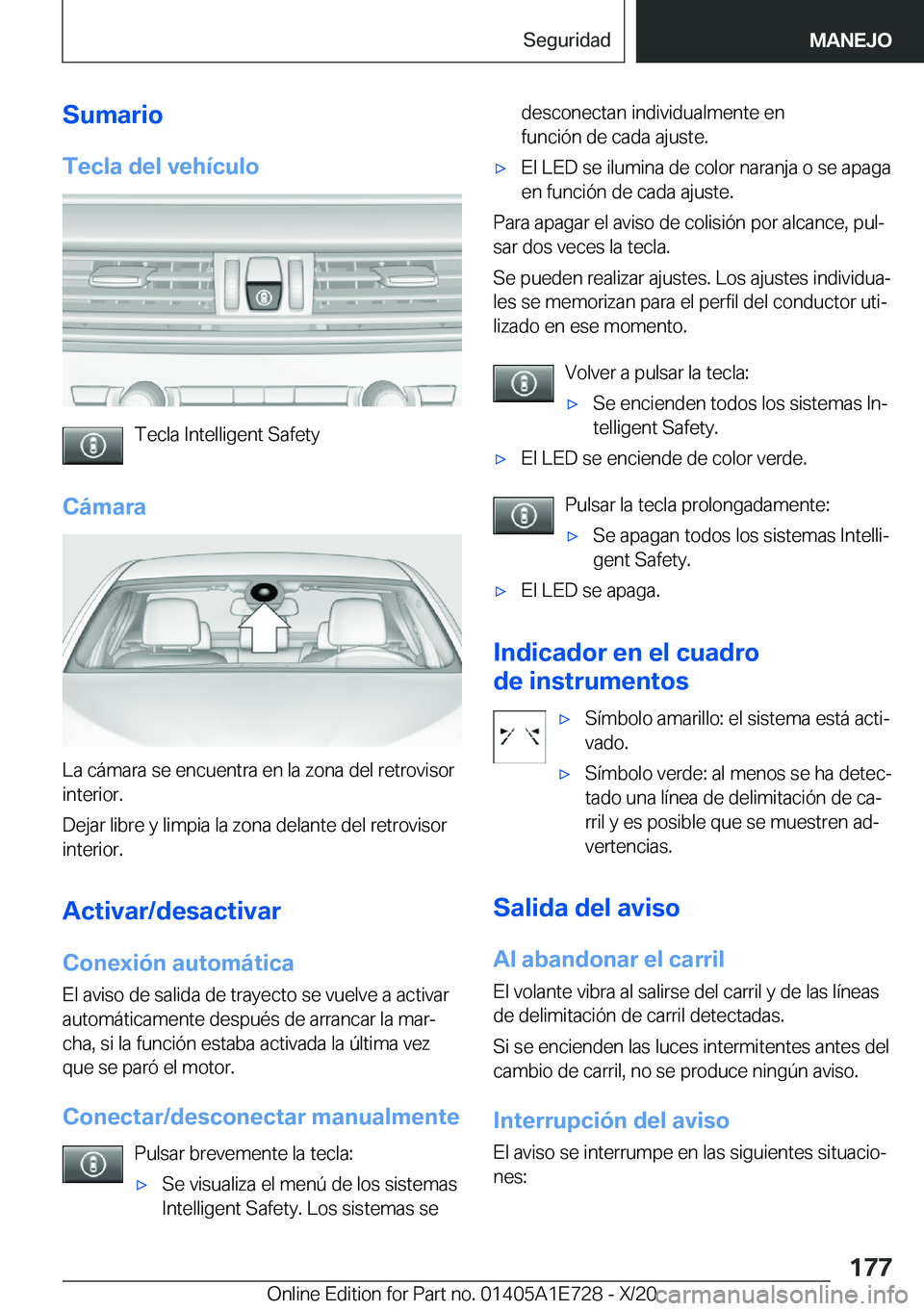 BMW X2 2021  Manuales de Empleo (in Spanish) �S�u�m�a�r�i�o�T�e�c�l�a��d�e�l��v�e�h�