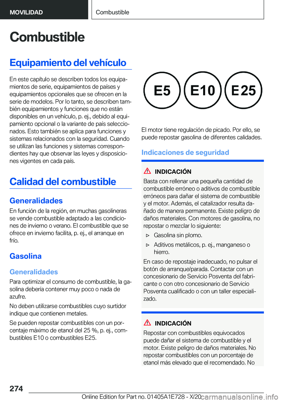 BMW X2 2021  Manuales de Empleo (in Spanish) �C�o�m�b�u�s�t�i�b�l�e�E�q�u�i�p�a�m�i�e�n�t�o��d�e�l��v�e�h�