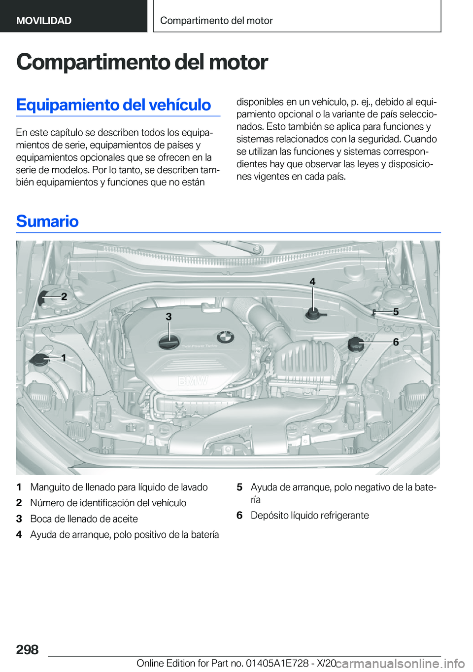 BMW X2 2021  Manuales de Empleo (in Spanish) �C�o�m�p�a�r�t�i�m�e�n�t�o��d�e�l��m�o�t�o�r�E�q�u�i�p�a�m�i�e�n�t�o��d�e�l��v�e�h�