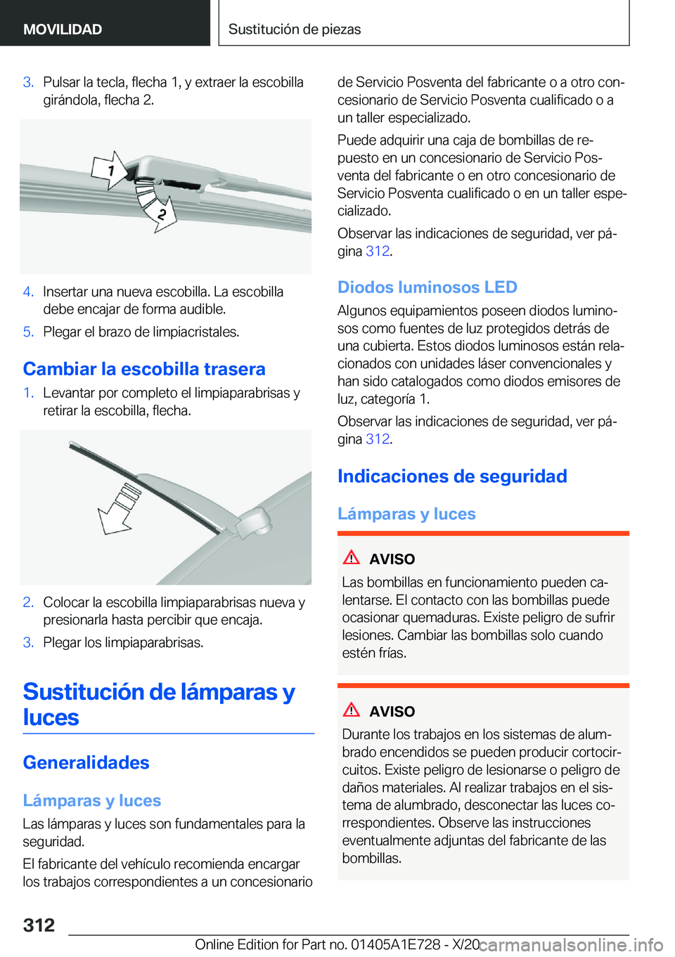 BMW X2 2021  Manuales de Empleo (in Spanish) �3�.�P�u�l�s�a�r��l�a��t�e�c�l�a�,��f�l�e�c�h�a��1�,��y��e�x�t�r�a�e�r��l�a��e�s�c�o�b�i�l�l�a
�g�i�r�
