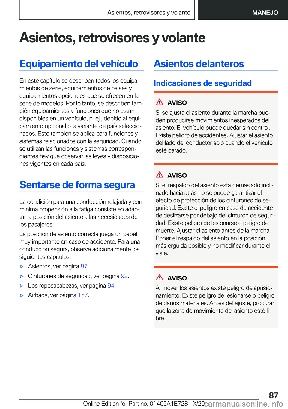 BMW X2 2021  Manuales de Empleo (in Spanish) �A�s�i�e�n�t�o�s�,��r�e�t�r�o�v�i�s�o�r�e�s��y��v�o�l�a�n�t�e�E�q�u�i�p�a�m�i�e�n�t�o��d�e�l��v�e�h�