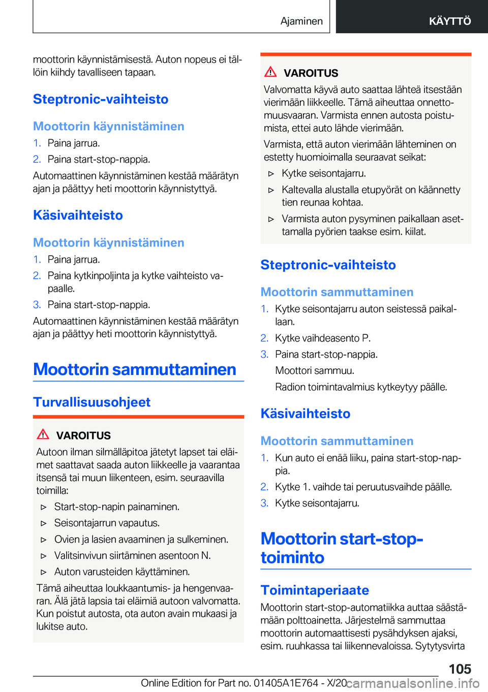 BMW X2 2021  Omistajan Käsikirja (in Finnish) �m�o�o�t�t�o�r�i�n��k�
