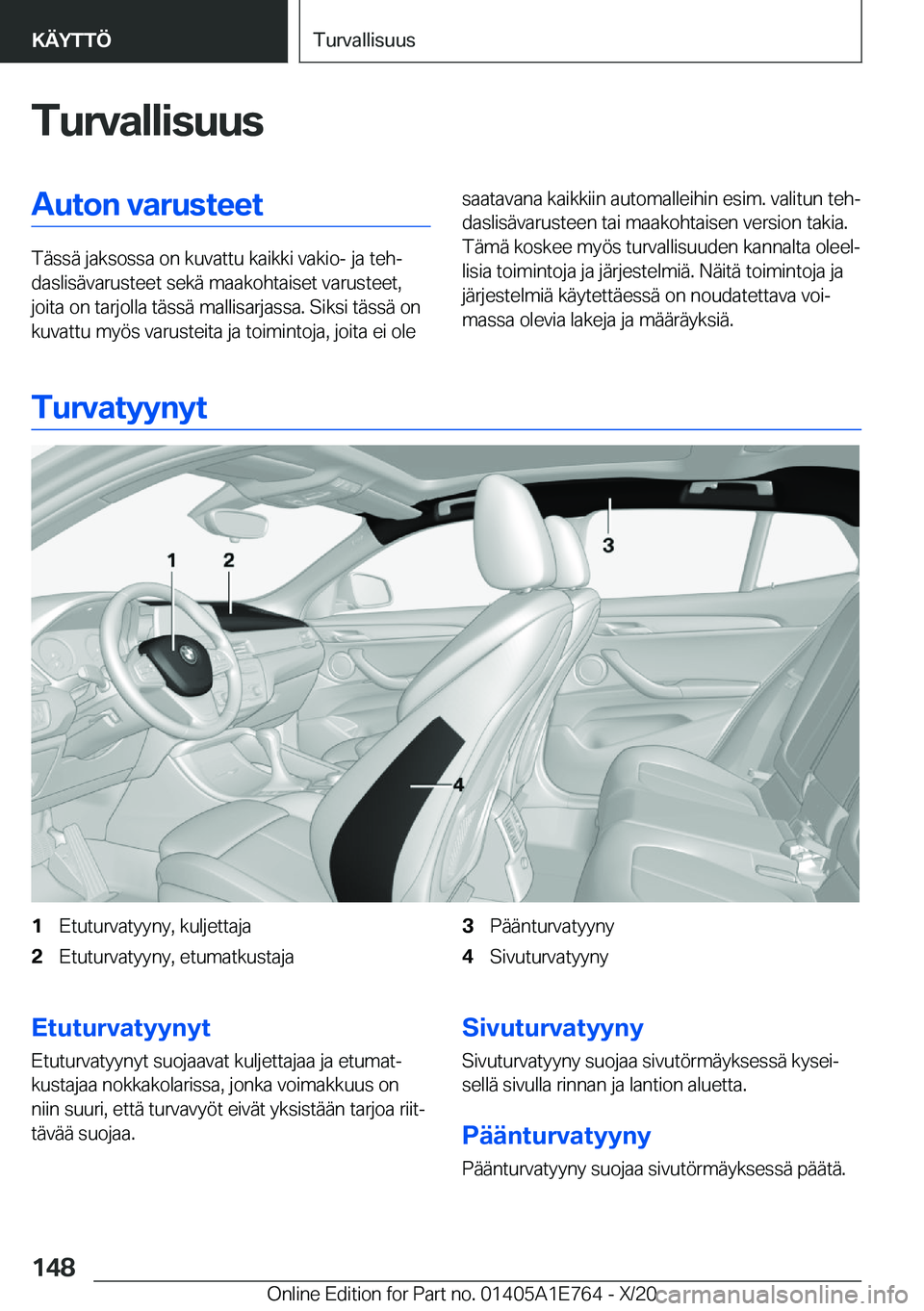 BMW X2 2021  Omistajan Käsikirja (in Finnish) �T�u�r�v�a�l�l�i�s�u�u�s�A�u�t�o�n��v�a�r�u�s�t�e�e�t
�T�