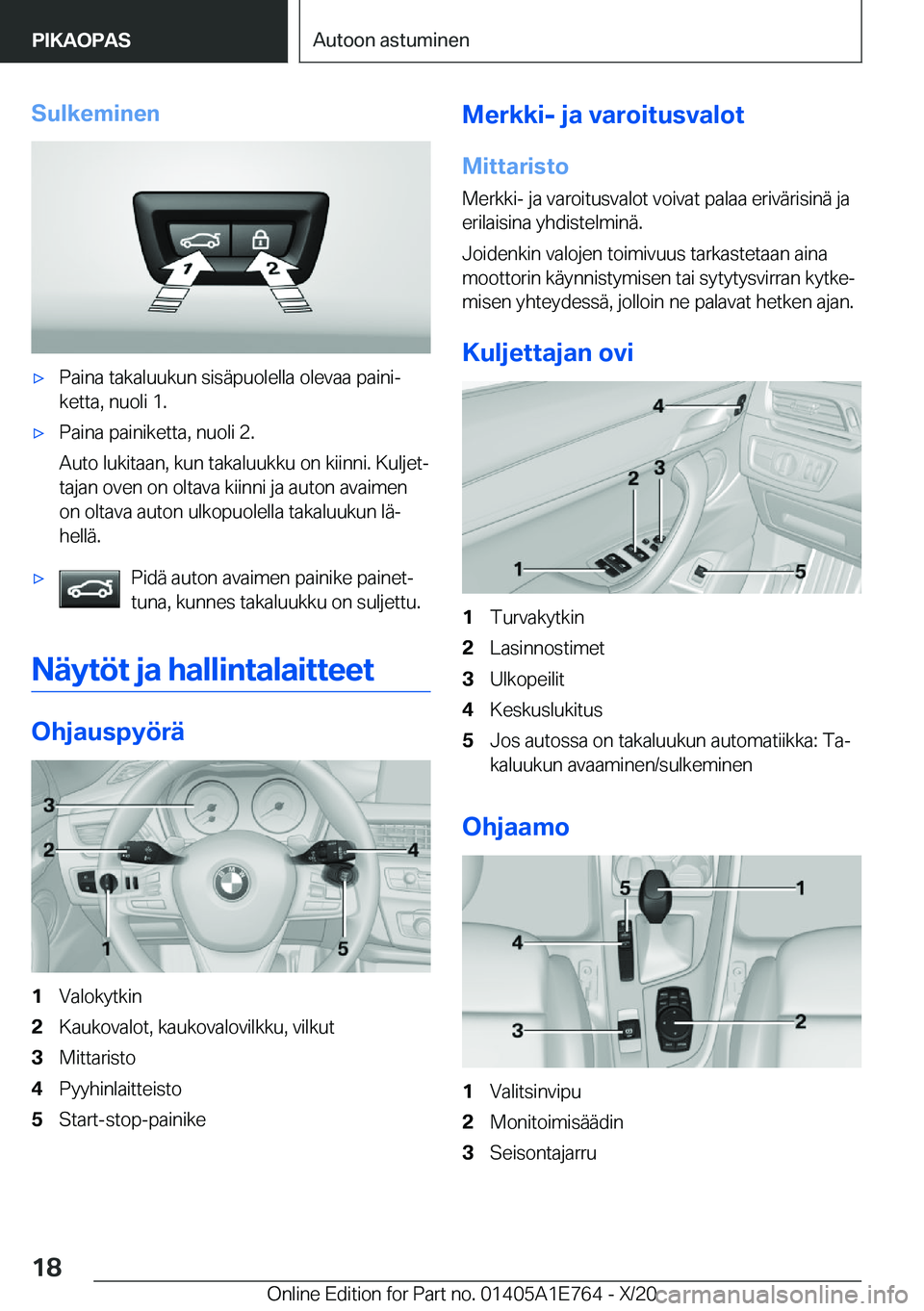 BMW X2 2021  Omistajan Käsikirja (in Finnish) �S�u�l�k�e�m�i�n�e�nx�P�a�i�n�a��t�a�k�a�l�u�u�k�u�n��s�i�s�
