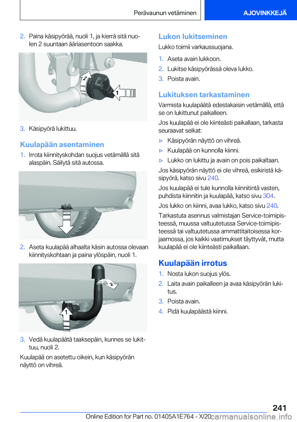 BMW X2 2021  Omistajan Käsikirja (in Finnish) �2�.�P�a�i�n�a��k�